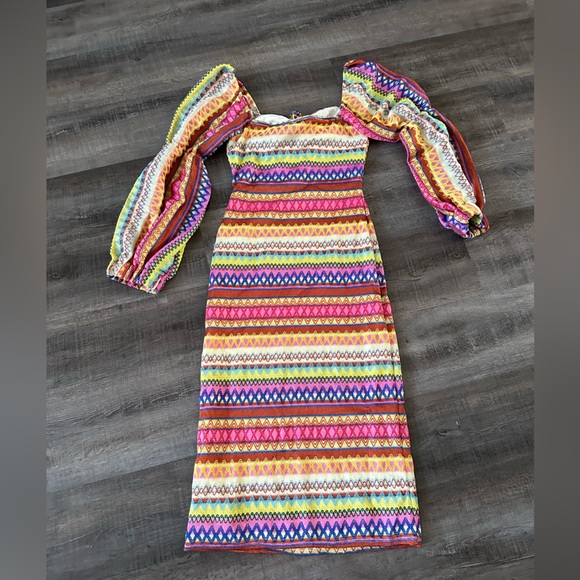 NWT Good People Design Embroidered Rainbow Midi Dress Sizs Medium - Picture 5 of 13